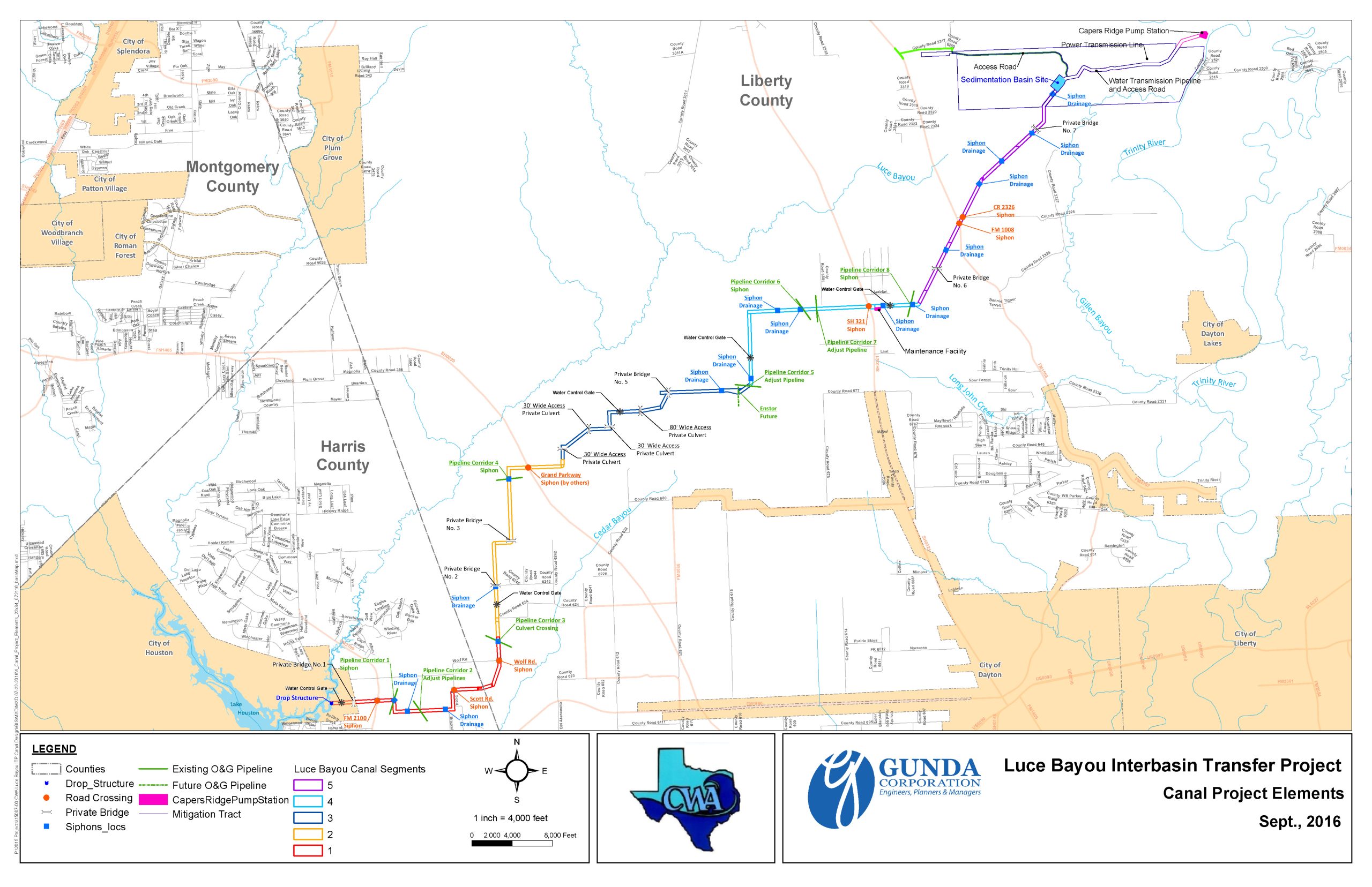 Luce Bayou Interbasin Transfer System Map